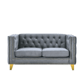 thumbnail image 5 of Chesterfield 2 Seater Upholstered Velvet Sofa, Button Tufted Couch Loveseat with Nailhead Trim Arms Removable Cushions Gold Metal Legs for Living Room Office, 5 of 7