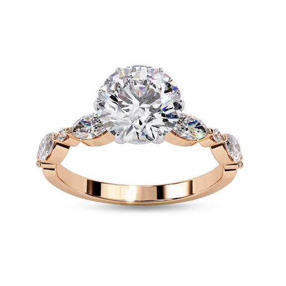 Solitaire Engagement Ring For Women | Center 8MM Round Cut Lab Created Moissanite Promise Rings in 14K Solid Rose Gold Jewelry Gift for Her, Ring Size 9.5