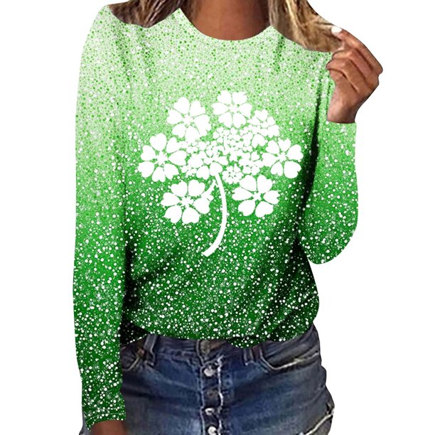 Camisetas de Manga Larga para Mujeres Impresas Cuello Redondo Suelto 95% Poliéster 5% Spandex, Top de Moda Casual para Primavera Verano Y Otoño