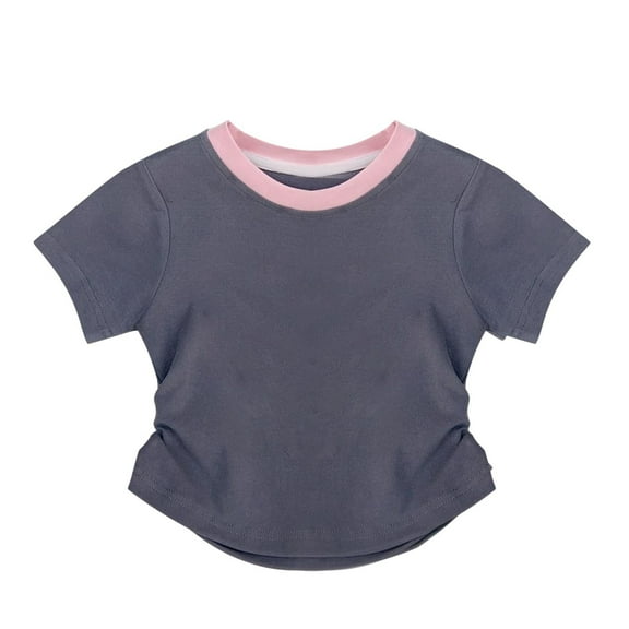 Ashirexll Girls Shirts, Summer Top, Summer Children's Solid Color Round Neck Short Sleeve T-shirt Casual Shirts Tops for Boys and Girls