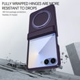 thumbnail image 3 of TECH CIRCLE for Galaxy Z Flip 7 2025 Magnetic Phone Case with Rotating Stand Grip Ring Holder, Compatible with MagSafe, Built-in Tempered Glass Screen Protector, Protective Slim Cover, Dark Purple, 3 of 7