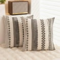 thumbnail image 3 of Boho Throw Pillow Covers 18x18 Set of 2 Farmhouse Decorative Cushion Case Striped Square Pillows Cover Chenille Pillow Cases Accent Neutral Pillowcase for Sofa Couch Bed, 3 of 7