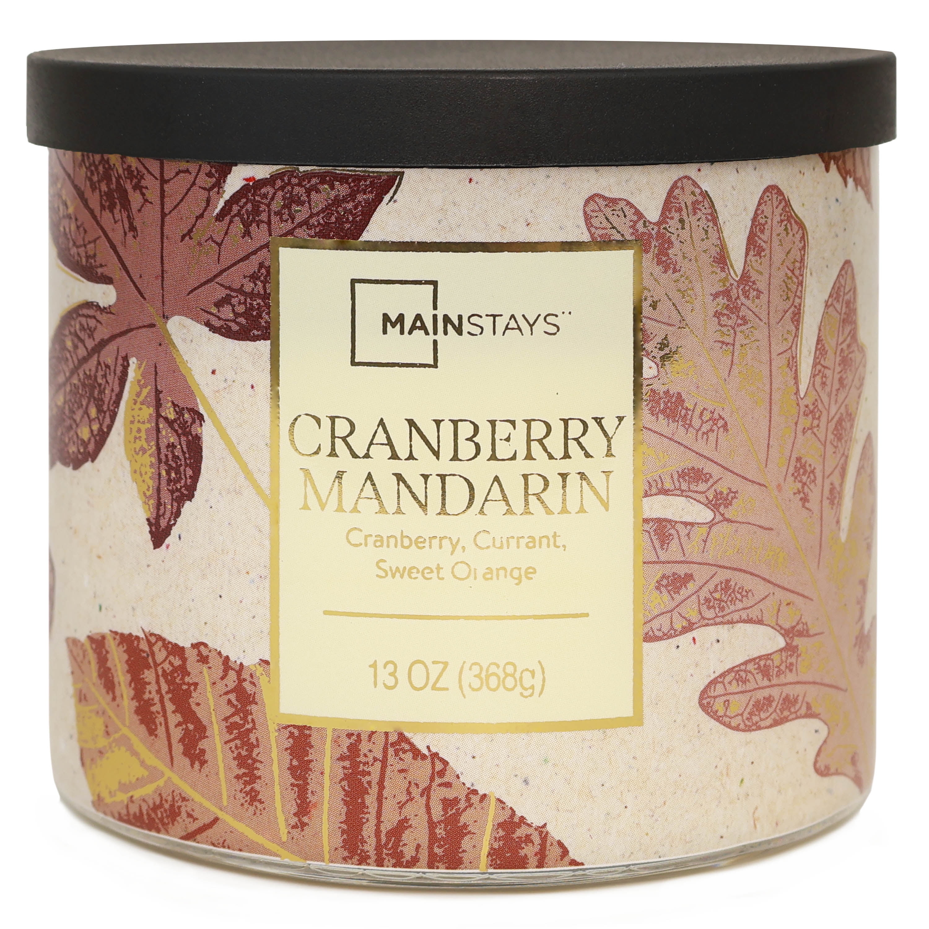 Mainstays 3-Wick Cranberry Mandarin With a Leaf Design, 13-Ounce