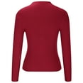 thumbnail image 5 of Zylanna Women's Pullover Sweaters, Solid Color Long Sleeve Crew Neck Knit Button Casual Tops for Women Wine, 5 of 8