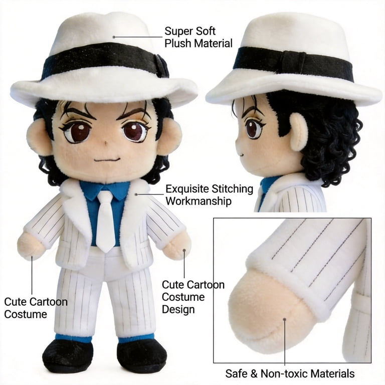 Michael Plush Doll, Cute Pop Star Inspired Plush Doll - Soft