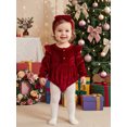 thumbnail image 4 of Cenuakty Baby Girl Christmas Outfit Long Sleeve Velvet Ruffle Romper and Headband, 4 of 9