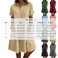 thumbnail image 3 of ClodeEU Women's Collar V Neck Short Sleeve A Line Midi Shirt Dress with Pockets,Casual Loose Dress Green,Women's Plus XL, 3 of 6