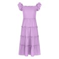 thumbnail image 4 of lcziwo Summer Dresses for Girls Ruffle Sleeve Maxi Sundress Tiered A Line Casual Swing Dress Purple 7 Years, 4 of 8