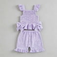 thumbnail image 2 of Edvintorg Two Piece Sets for Girls Summer Cute Ruffle Sleeve Smocked Back Casual Tank Top and Short Little Girls Clothes Size 0-4, 2 of 5