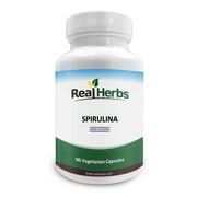 Real Herbs Spirulina 500mg - Blue Green Algae Powder Supplement - 90 Vegetarian Capsules