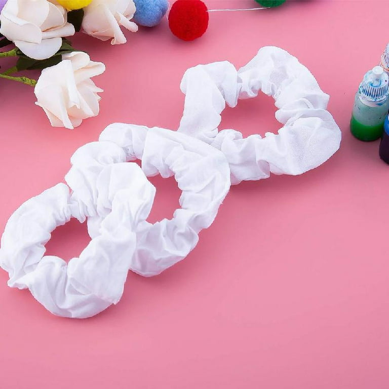 TONKBEEY DIY Hair Bands for Tiy dye White Scrunchies Elastic Hair Ties Ponytail Holders