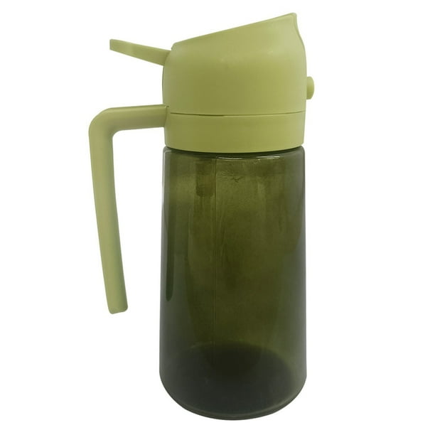 Dispensador de aceite de oliva de vidrio para cocina, botella dispensadora de aceite 2 en 1 y pulverizador de aceite para cocinar, tapa abatible automática, 18 oz (bloqueo leve)
