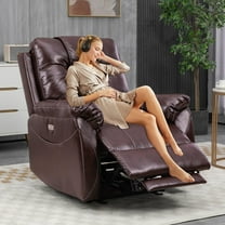 Power Recliner Chair,Wall Hugger Recliner with Heat and Massage,PU Leather Recliner Chair with 2 Side Pockets, USB & Type-C Port, Electric Recliner Chair for Living Room