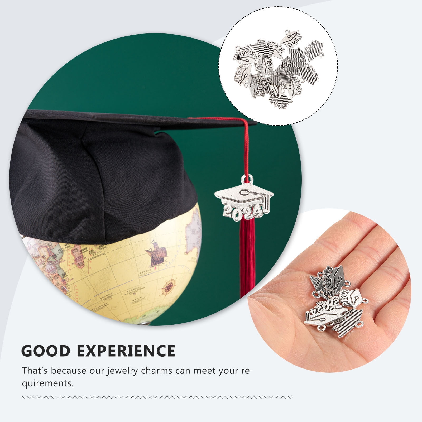 20Pcs Graduate 2024 Charms Metal Pendants Graduation Bachelor Cap Jewelry  Charms for Necklaces Bracelet Jewelry Accessories