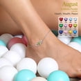 thumbnail image 2 of Pulsera de tobillo de plata esterlina Silvora con piedra de nacimiento de corazón de agosto, 2 of 8