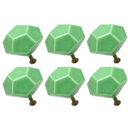Replacement Pull - Ceramic Knobs Drawer Geometry Pull Handle Cupboard Wardrobe Dresser Cabinet Door Replacement 6pcs Green