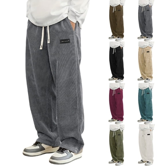 Muxikeji Clothes Men's Corduroy Casual Pants Relaxed Fit Comfortable Trousers With Pockets Soft Textured Fabric For Everyday Wear And Business Casual Style