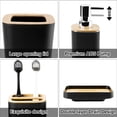 thumbnail image 5 of 8-Piece White/Black Bathroom Accessories Set Includes Trash Can, Toothbrush Holder, Rinse Cup, Lotion Soap Dispenser, Soap Dish, Toilet Brush, Cotton Swab Holder and Storage Box, 5 of 6