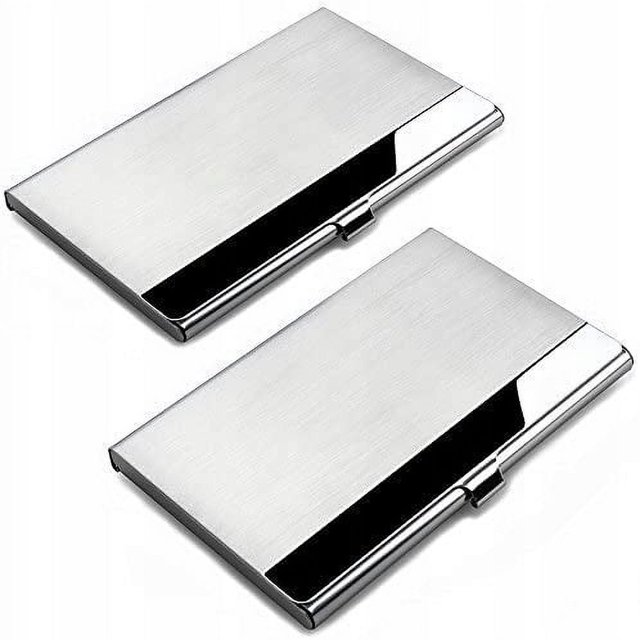 Porte-Cartes de Visite Ensemble de 2 Porte-Cartes de Visite Professionnels Couverture en Acier Inoxydable