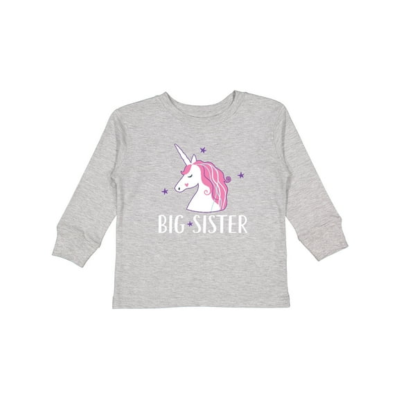 Inktastic Big Sister Unicorn Girls Long Sleeve Toddler T-Shirt