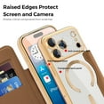 thumbnail image 7 of ELEHOLD Wallet Magnetic Case for iPhone 17 With Lens Film Transparent Clear Back RFID Card Holders Compatible with Mag Safe Shockproof Anti-Scratches Protection Case, Brown, 7 of 7