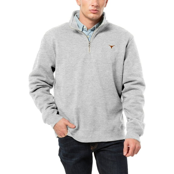 Men's League Collegiate Wear Heather Gray Texas Longhorns Essentials 2.0 Fleece Quarter-Zip Jacket