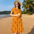 thumbnail image 4 of Naloa Red Crab Print Womens Summer A-Line Dress with Pockets,Short Sleeve Dresses,Flowy Beach Swing Dress for Vacation Travel, 4 of 6