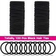 thumbnail image 3 of Xiao Hua 100 piezas de cordón para el cabello negro, adecuado para bandas para el cabello gruesas y rizadas no metálicas, 4 mm, 3 of 3