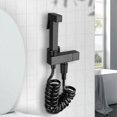thumbnail image 5 of Grifo de bidé, ducha de bidé, negro, multifuncional, ducha de mano, cobre, montaje en pared, bidé, inodoro, manguera, soporte de válvula para baño, limpieza de baño, empuje Su, 5 of 5