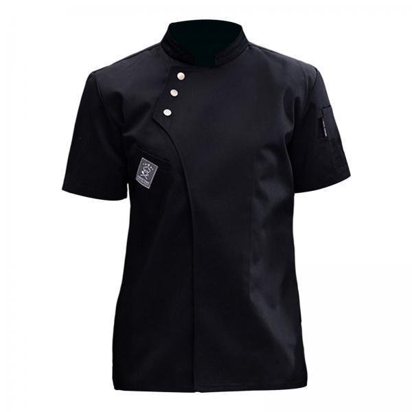 2x Chaqueta De Chef Ropa De Cocina De Manga Corta Abrigo De Chef Simple Para Restaurante Negro XXL