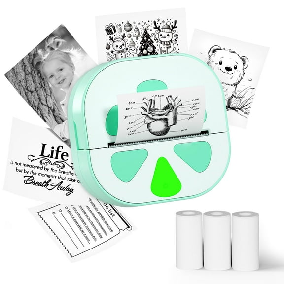Sticker Printer, Print Pods Mini Printer, Bluetooth Thermal Sticker Maker Machine with 3 Rolls Paper, Print Pod Mini Printers for iPhone