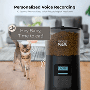 Penthouse Paws Automatic Cat Feeder with LCD, Twist-Lock Storage, Anti-Jam, Voice Meal Call, Battery Backup, Stainless Steel Bowl, Up to 15 Daily Meals, Single Tray 6L for Cat & Dog, Black/ Stainless