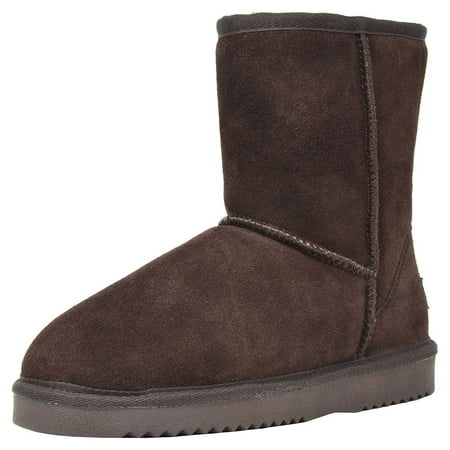 

Dream Pairs Womens Faux Fur Mid Calf Sheepskin Insole Winter Ankle Snow Boots Us Shorty_New Brown Size 12