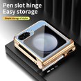 thumbnail image 7 of TECH CIRCLE for Samsung Galaxy Z Flip 5 Case with Pen Holder,Slim Plating Hybrid Shockproof Hinge Protector PU Leather Case with Stylus for Samsung Galaxy Z Flip 5 6.7 inch 2023,Gold + Blue, 7 of 7