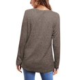 thumbnail image 4 of Pxiakgy Women's Tunic Top Loose Round Neck Long Sleeve Shirt High Low Curved Hem Autumn Winter Round Neck Brushed Strip Solid Color Top Long Sleeve T Shirt Khaki1 + XL, 4 of 5