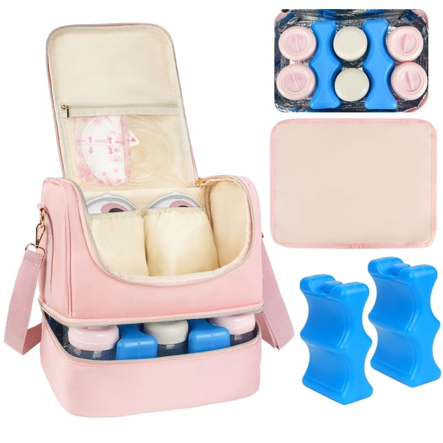 Bolsa Térmica para Extractor de Leche Jaffzora con Paquete de Hielo Rosa