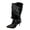 Black, variant on White Womens Button Patchwork Pointed Toe Slim Heel Knee High Slouch Boots Fashion Casual Stylish Comfortable Daily Wear Footwear Size 38