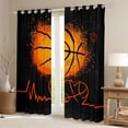 thumbnail image 2 of Manfei Basketball Sport Blackout Curtains Set of 2 (52x84 Each),Ball Game Gamer Window Curtains,Orange Black Curtains and Drapes For Teens,Ultra Soft Home Decor, 2 of 6