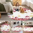 thumbnail image 5 of Round Rugs 5Ft, Red Pink Christmas Balls Round Area Rug Washable Indoor Throw Carpet, Xmas Poinsettia Yellow Winter Snowflake Soft Non Slip Circle Rug for Cabinet Bathroom Home Decor Aesthetic, 5 of 8