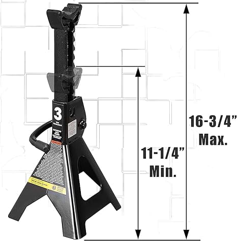 Big Red DMT43202BR Torin Steel Jack Stands: 3 Ton (6,000 lb) Capacity, Black, 1 Pair