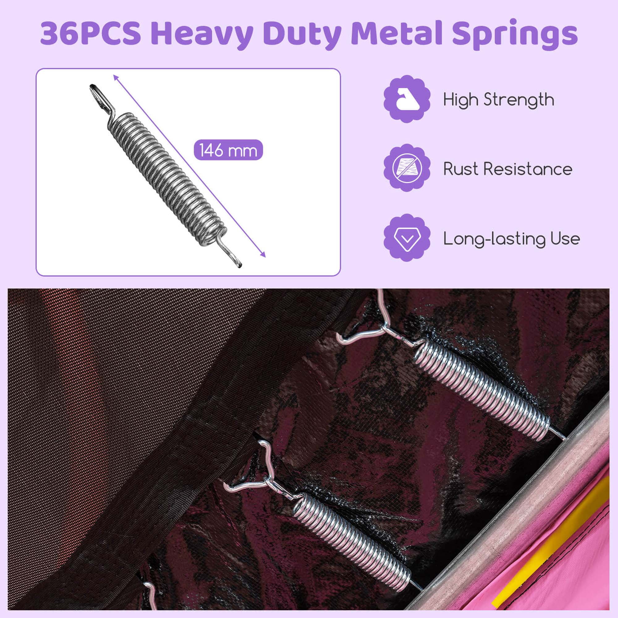 Costway 7 FT Kids Trampoline with Safety Enclosure Net Spring Pad & Jumping Mat for Kids Pink