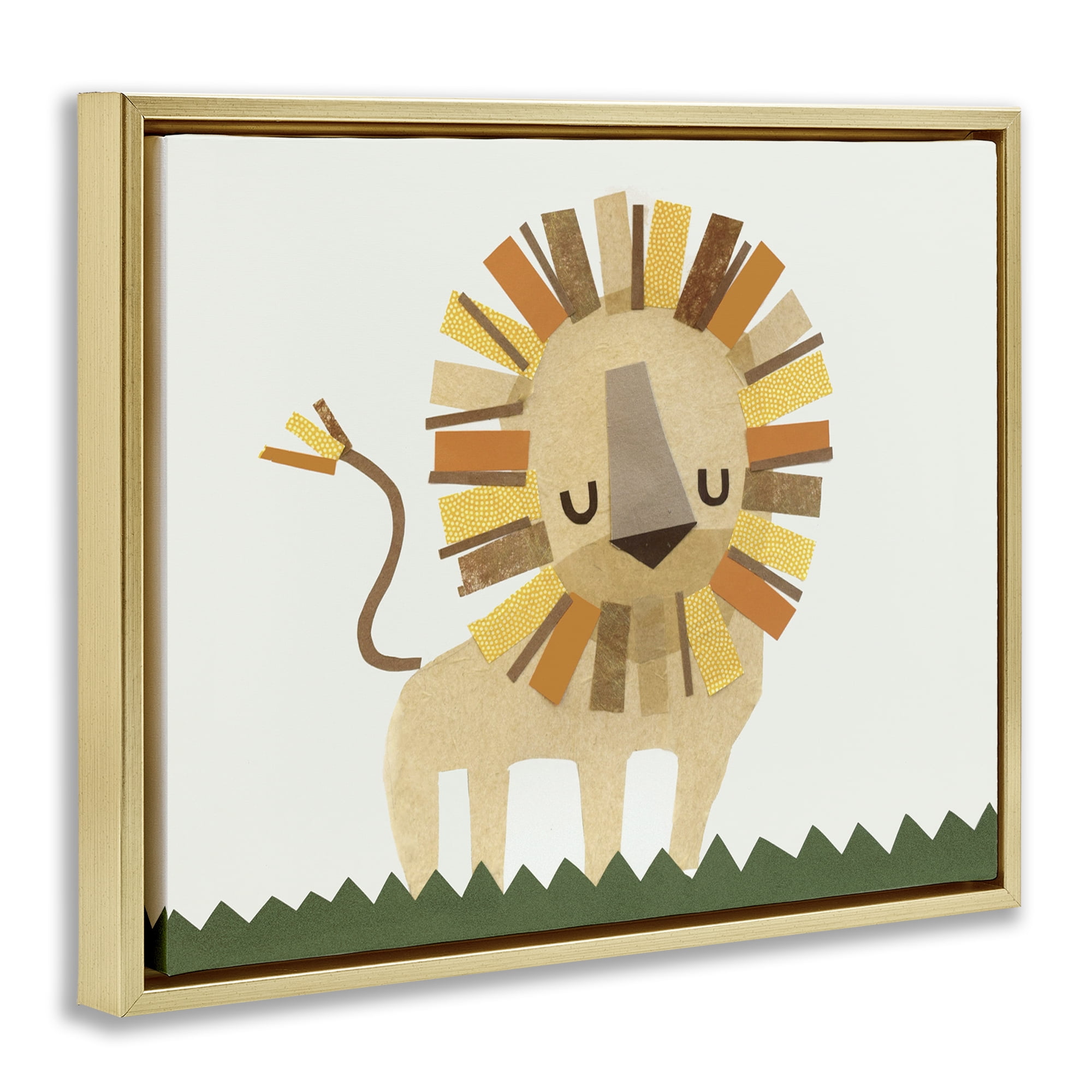 Stupell Industries Cozy Corner Lion Animals & Insects Painting Gold Floater Framed Art Print Wall Art, 21 x 17