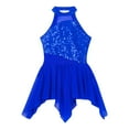 thumbnail image 7 of HULIJA Kids Girls Ballet Dance Dress Sleeveless Sequins Mesh Splice Cutout Back Leotard Dress Royal Blue 8, 7 of 7