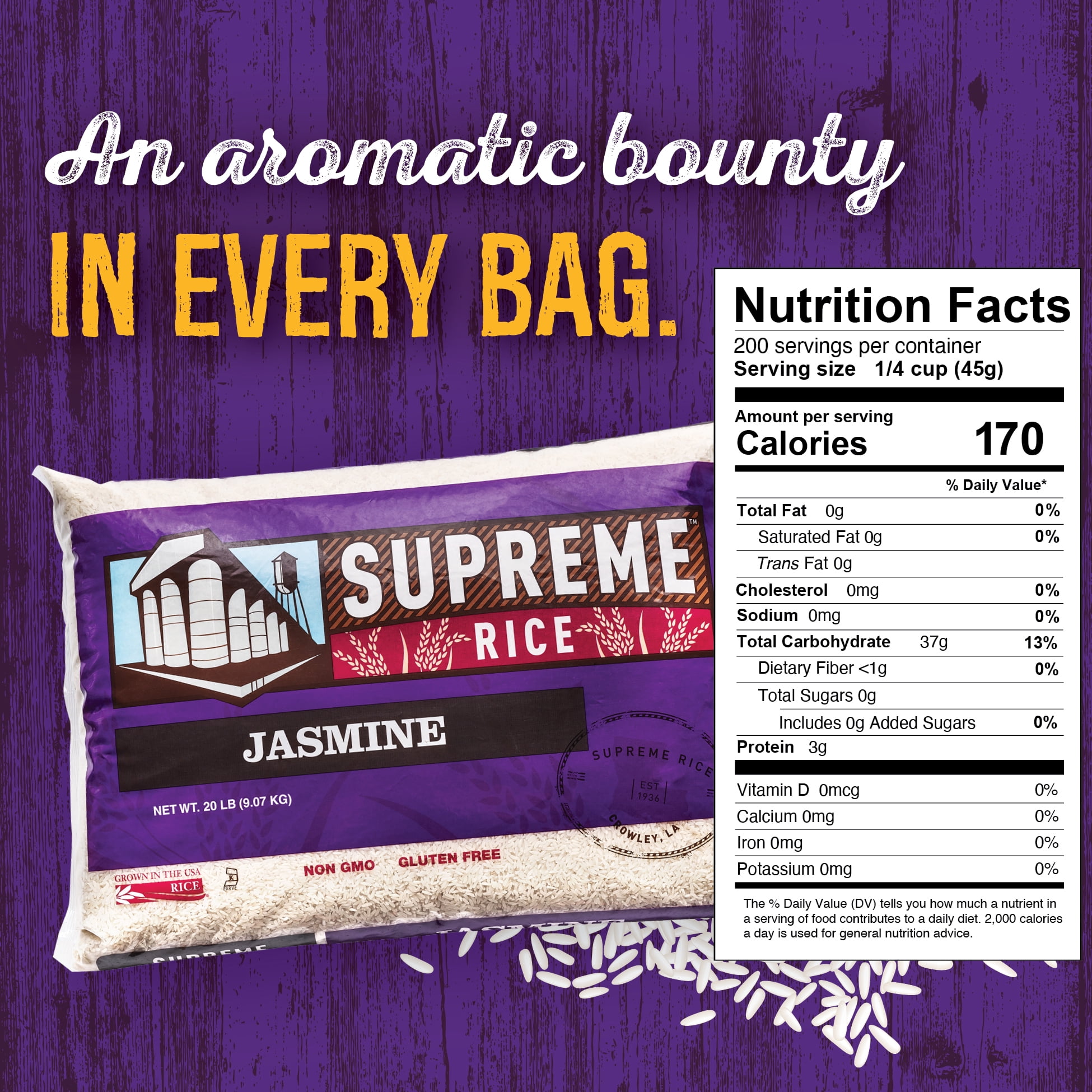 Supreme Rice 20lb Bag of Aromatic Jasmine Rice