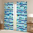 thumbnail image 2 of Manfei Artistic Fish Blackout Curtains, Sea Striped Window Curtains Pack of 2 (38x45 Each), Blue, 2 of 6