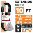 thumbnail image 2 of Cable de extensión EP de 10 pies con 3 salidas 12/3 SJTW 15 A 125 V UL, 2 of 7