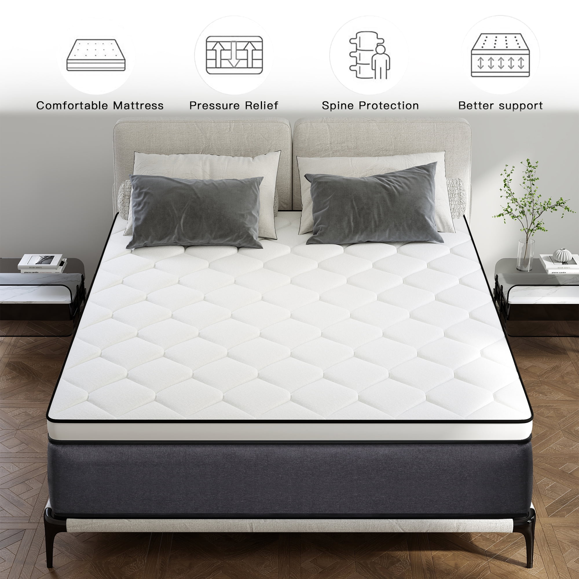 lemontalking 12 inch King Mattress,Medium Firm Hybrid Mattresses in a Box