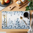 thumbnail image 2 of Blue Eucalyptus Leaves Placemats Set of 12, Watercolor Spring Summer Botanical Placemats for Dining Table, Place Mats for Kitchen Tabletop, Waterproof Wipeable Dining Table Mats Set, 2 of 9