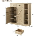 thumbnail image 3 of 42" Tall Shoe Storage Cabinet with Doors and Drawers, Modern 4-Tier Shoe Organizer, 3 Adjustable Shelves, Entryway Shoe Rack Cabinet, Natural Oak, 3 of 6