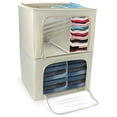 thumbnail image 2 of Sorbus Storage Bins with Divided Interior Foldable Stackable Container Organizer Set with Large Window & Carry Handles Bedroom Closet Organization for Bedding Linen Clothes (Two Section - Beige), 2 of 4